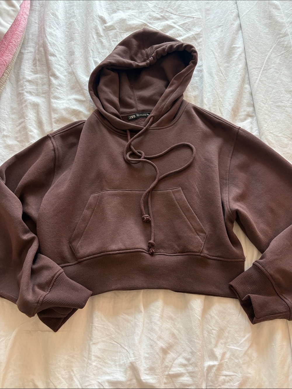 Zara Chocolate Brown Cropped Hoodie
